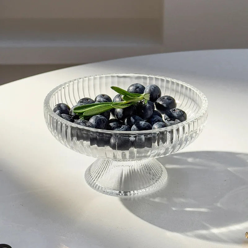 Glass Serving Dish with A Stand Snack Plates ,Snack and Candy Platter, Ice Cream Bowl,Yogurt Snack Dish Bar Dinnerware Plates-Letifly Lights and Decor