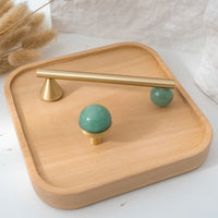 Tinyhob Natural Green Marble Brass Furniture Knob with Plate / Handles for Cabinets and Drawers Knobs Wardrobe Pulls-Letifly Lights and Decor