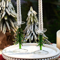 Christmas Candle Holder Glass Tree Candlestick Holders for Taper Candles for Christmas Table Centerpiece Decorations Gifts-Letifly Lights and Decor