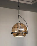 amber globe glass pendant light with iron frame modern ceiling lamp for dining room kitchen office