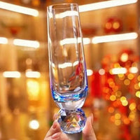 Champagne flute crystal glass colorful gradient faceted orb base modern celebration glass