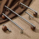 Furniture Hardware Nordic Art Handle/walnut Wood+Brass Handles and Knobs Drawer Pulls Kitchen Cabinet Knobs-Letifly Lights and Decor