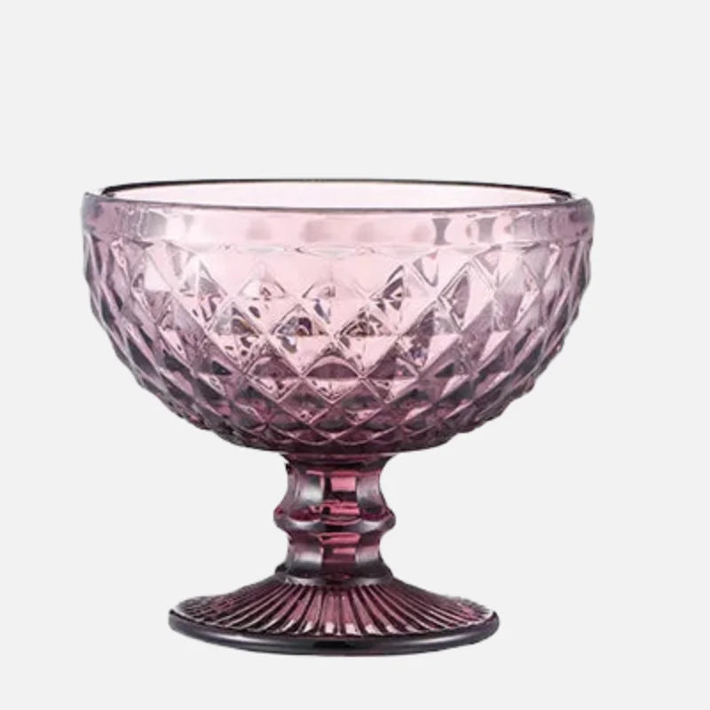 1 PC Vintage Embossed Solid Colored Goblet 300ml 10oz Glasses Goblets Stemware Ice Cream Dessert Cocktail Glass Cup Table Decor-Letifly Lights and Decor