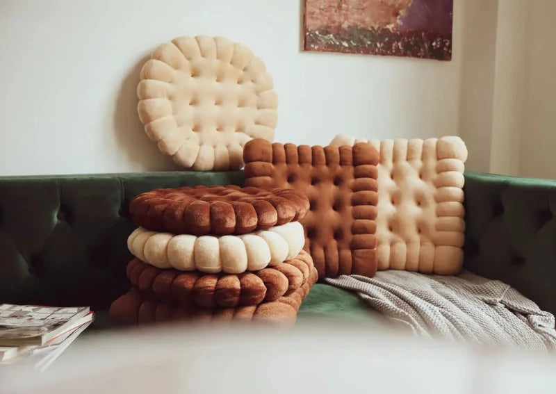 INS Cookie Biscuit Cushion Soft Cute Throw Pillow Square Circle Thicken Seat Decorative Flooring for Living Room Household Chair-Letifly Lights and Decor