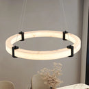 Aura Marble Ring Pendant 23.6Inch Round LED Pendant Light Hanging Chandelier Adjustable Height for luxury living room and modern dining area