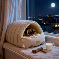 Letifly Lights & Decor - Cloud Nest Pet Bed - Plush Cat Cave Bed Soft Warm Pet House with Detachable Cushion