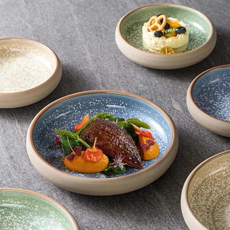 KINGLANG 1pcs 3Colors Creative Kiln Glaze Ceramic Plate Japanese Sushi Sashimi Plate Dish Salad Plate-Letifly Lights and Decor