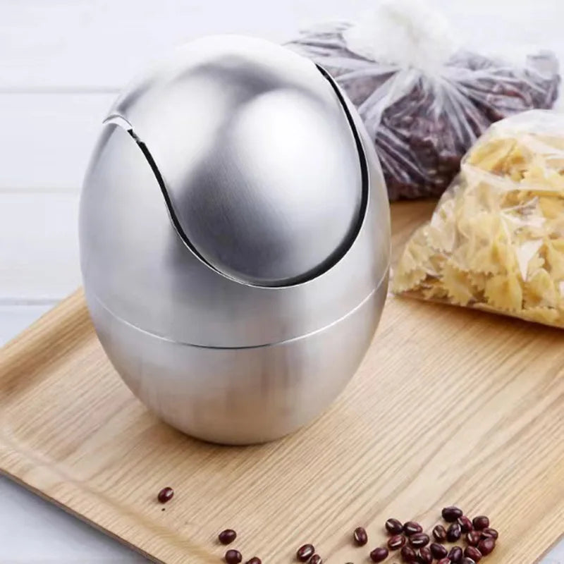 304 Stainless Steel Mini Countertop Brushed Swing Lid Trash Can Set, 1.5 L / 0.40 Gal,Desktop gold trash can-Letifly Lights and Decor