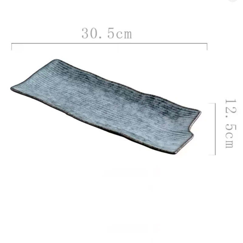 Japanese-style Sushi Plate Rectangular Ceramic Sashimi Flat Plate Creative Tableware Irregular Long Commercial Japanese Plate-Letifly Lights and Decor