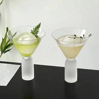 Creative Cocktail Glasses Cups Frosted Handle Glass Cups High-foot Martini Glass Cup Simple Dessert Cold Drink Cup Kitchen Tools-Letifly Lights and Decor