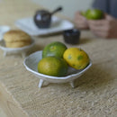 Stoneware pedestal dish footed ceramic matte textured tray