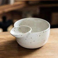 Letifly Lights & Decor - The Bistro Dip Bowl - Handcrafted ceramic snack bowl with integrated dipping compartment and speckled glaze finish