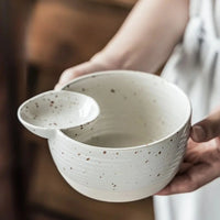 Letifly Lights & Decor - The Bistro Dip Bowl - Handcrafted ceramic snack bowl with integrated dipping compartment and speckled glaze finish