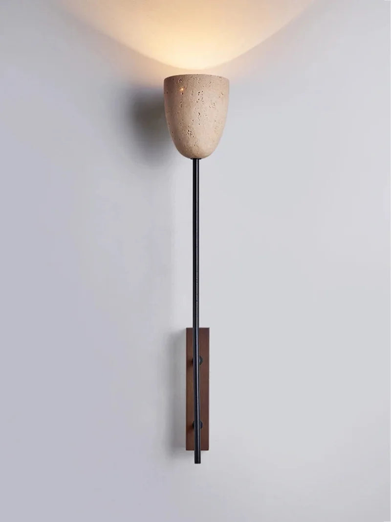 American Retro Style Wall Lamp Natural Stone E27 Bulb For Living Room Bedroom Hotel Wood Base Home Decor Sconce-Letifly Lights and Decor
