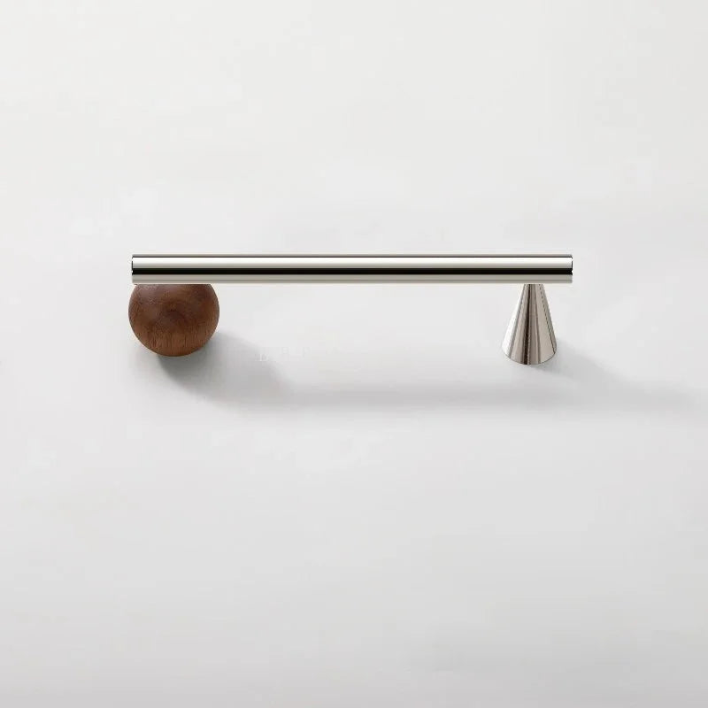Furniture Hardware Nordic Art Handle/walnut Wood+Brass Handles and Knobs Drawer Pulls Kitchen Cabinet Knobs-Letifly Lights and Decor