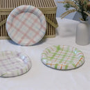 Gridline Ceramic Plates Glossy ceramic plates with thick rim in pink green blue purple modern tableware