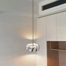 Modern natural stone Alabaster Core LED pendant lamp, dimmable marble chandelier with adjustable height for luxury bedroom bedside and kitchen bar