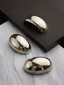 Mirror Gloss Nickel Silver Shell Shape Drawer Pulls 64mm Hole Spacing Modern Luxury Oval Cabinet Handles for Closet Dresser-Letifly Lights and Decor