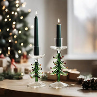 Christmas Candle Holder Glass Tree Candlestick Holders for Taper Candles for Christmas Table Centerpiece Decorations Gifts-Letifly Lights and Decor