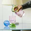Colorful borosilicate glass water jug and cup set high temperature resistant modern colorful drinkware kitchen table pitcher with lid