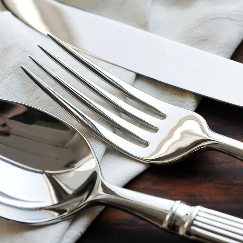 304 Stainless Steel Forged High-Quality Roman Column Western Tableware High-End Western Restaurant Hotel Table Knife, Fork, Spoon, Tea Spoon-Letifly Lights and Decor