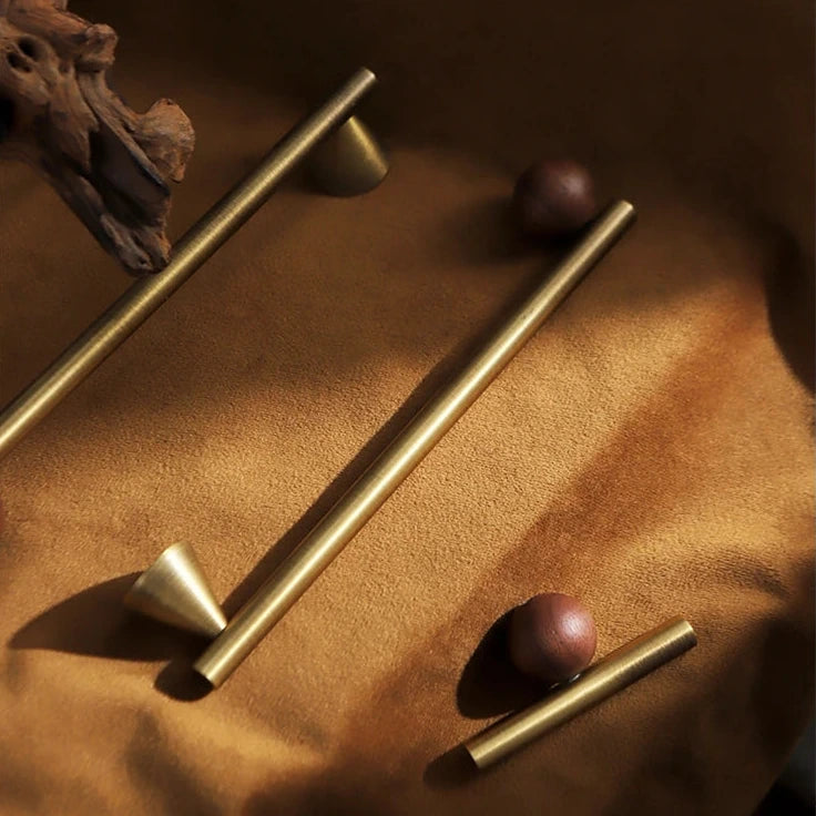 Bronze Brass + Walnut Wood Cabinet Handle and Knob Drawer Knobs T Bar Bedroom Kitchen Cupboard Hardware / Drawer Handles-Letifly Lights and Decor