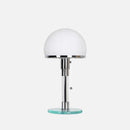 Bauhaus white glass dome table lamp with chrome base Danish Nordic modern bedside desk light