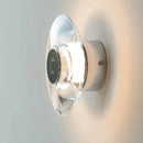 Modern round crystal LED wall sconce clear glass chrome mirror finish minimalist lighting