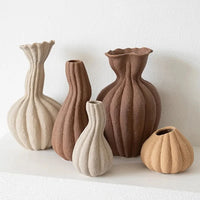 Ceramic Vase Textured Matte Finish Sculptural Neutral Tone Decorative Dried Flower Arrangement