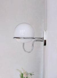 Kinetic Orb Wall Light - Letifly Lights and Decor - Modern Wall Light Glass Orb Curved Metal Arm Bauhaus Style Ambient Lighting