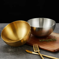 stainless steel gold silver serving bowl brushed metallic modern kitchen tableware