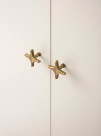 Letifly Lights & Decor - Crossbeam Brass Knobs - Sculptural Brass Cabinet Knobs Cross Shape Antique Gold Black Polished Chrome Hardware