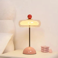 Mid-Century Modern Glass Table Lamp Vintage LED Bedside Desk Lamp Golden Metal Pole Bedroom Nightstand Decor Light-Letifly Lights and Decor