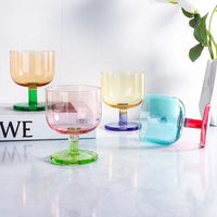 Colored Glass Dessert Coupe Jelly Style Translucent Stem Ice Cream Cup Modern Tableware
