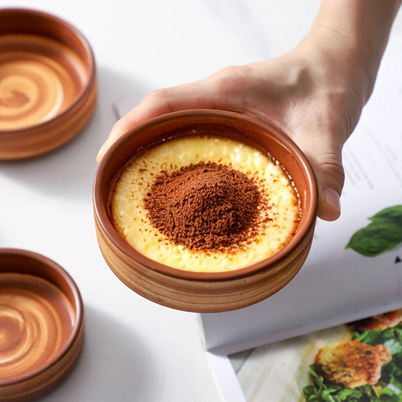 Terracotta ceramic dessert dish swirl glaze small snack bowl modern rustic tableware fruit dessert bowl