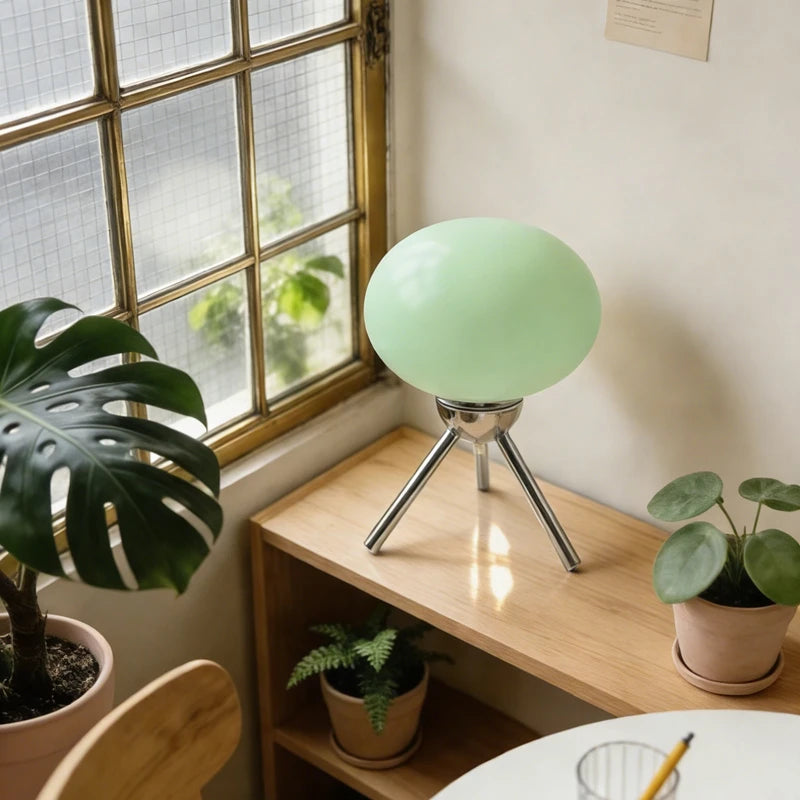 Bauhaus Mid-Century Glass Mushroom Table Lamp Nordic Ins Girls Style Retro Modern Bedroom Bedside Ambient Decor Light-Letifly Lights and Decor
