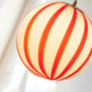 Pendant Light Striped Glass Globe Red Green Whimsical Modern Retro