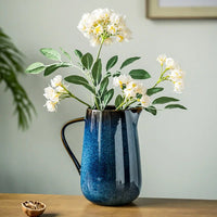Ceramic ombre pitcher glossy gradient blue serving carafe modern decorative vase home tableware