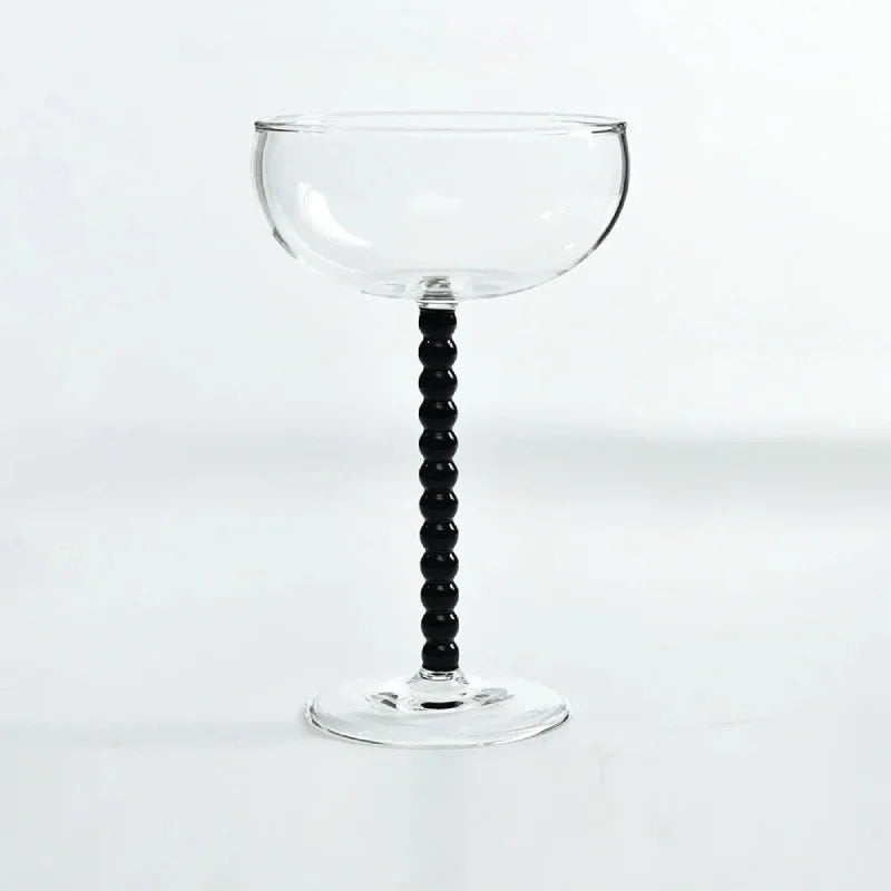 200ml Elegant Champagne Coupes Yellow Amber Green Purple Black Beaded Stem Glass Goblet Cocktail Glass Cup Beverage Drinkware-Letifly Lights and Decor