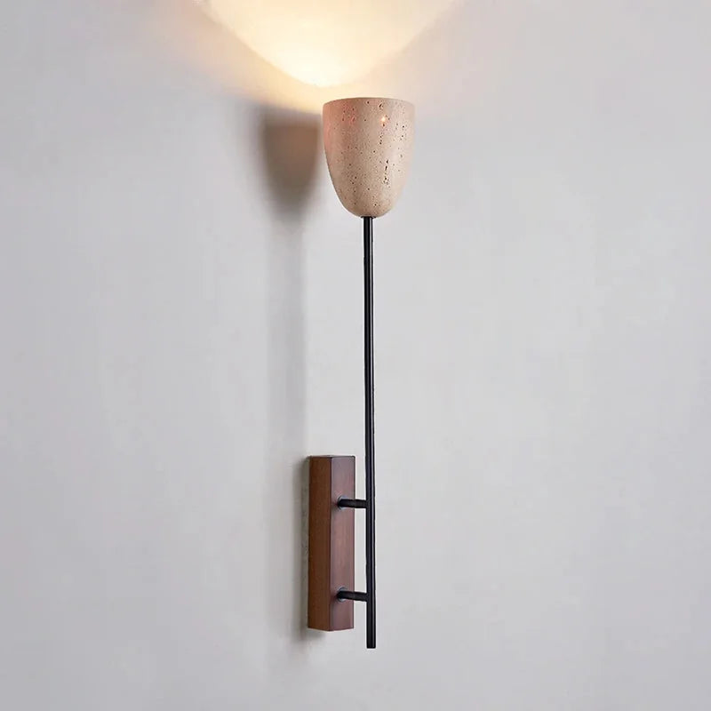American Retro Style Wall Lamp Natural Stone E27 Bulb For Living Room Bedroom Hotel Wood Base Home Decor Sconce-Letifly Lights and Decor