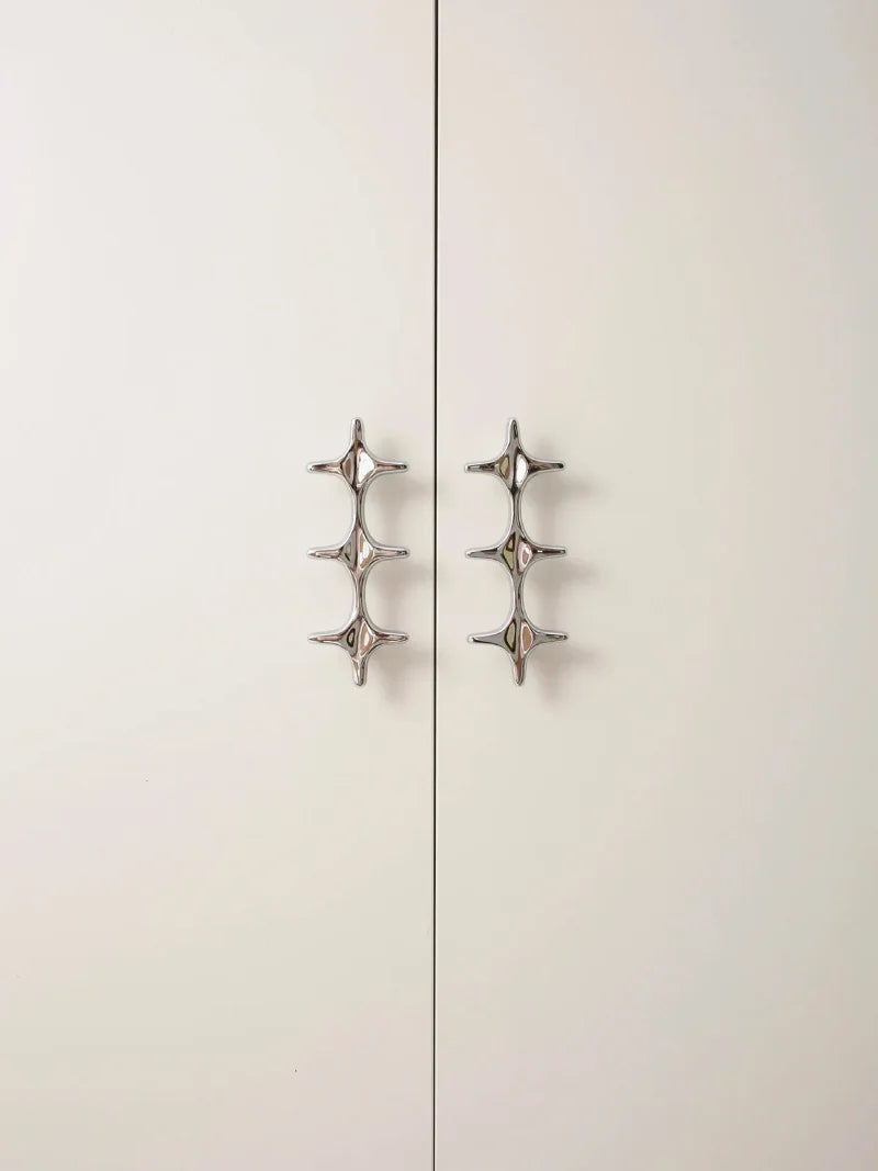 Letifly Lights & Decor - Crossbeam Brass Knobs - Sculptural Brass Cabinet Knobs Cross Shape Antique Gold Black Polished Chrome Hardware