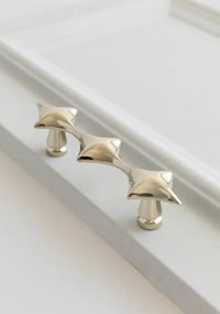 Letifly Lights & Decor - Nova Cabinet Pull - Solid Brass Cabinet Handle Polished Titanium Silver Star Pull Hardware