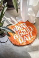 Orange Flocking Rug What A Good Day Quote Soft Fluffy Bathroom Bedroom Entryway Floor Mat