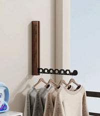 Wood Clothes Hanger Wall Mounted Drying Rack, Collapsible Design, and Invisible Clothing Organizer for Efficient Space Saving-Letifly Lights and Decor