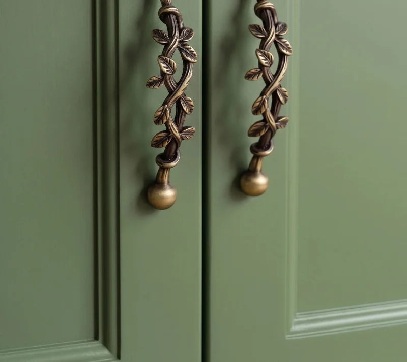Santaya Brushed Brass Handles Vine-shaped for Kitchen Cabinets Bedroom Wardrobe Drawer Knobs and Furniture Handle-Letifly Lights and Decor