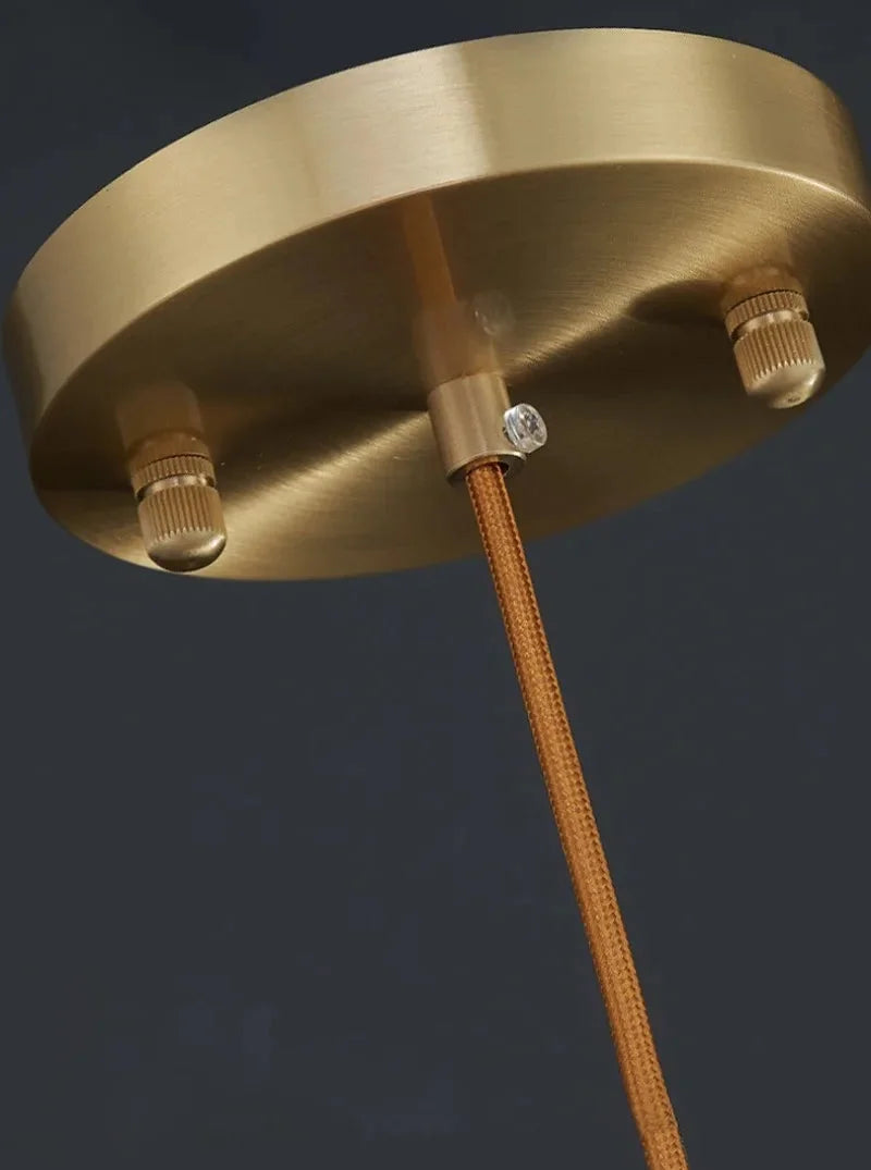 Modern Copper Light Luxury Pendant Lamp Marble Bedside Bedroom Hotel Dining Room Kitchen Stone Hallway Hanging Lighting Led-Letifly Lights and Decor