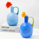 Single Ear Glass Vase Single Handle Retro Modern Home Decor Table Accent for Flowers or Hydroponics
