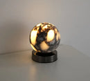 Marble LED bedside lamp soft glow sculptural natural stone cylinder and globe night light