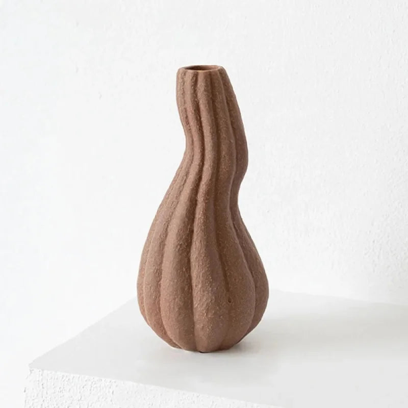 Ceramic Vase Textured Matte Finish Sculptural Neutral Tone Decorative Dried Flower Arrangement
