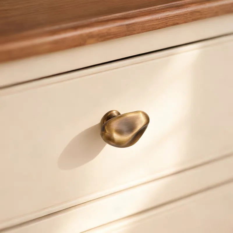 Letifly Lights & Decor - Molten Pebble Cabinet Knob - Sculptural Metal Cabinet Hardware in Brass Chrome and Satin Nickel